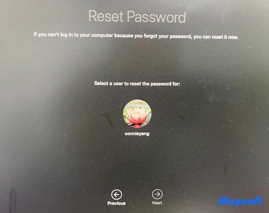 パスワードをリセットするユーザを選択する