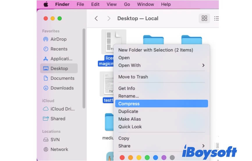 how to make multiple ZIP files on Mac