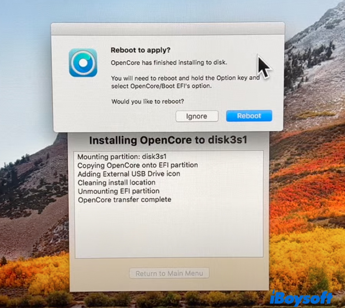Reboot old Mac to install new update