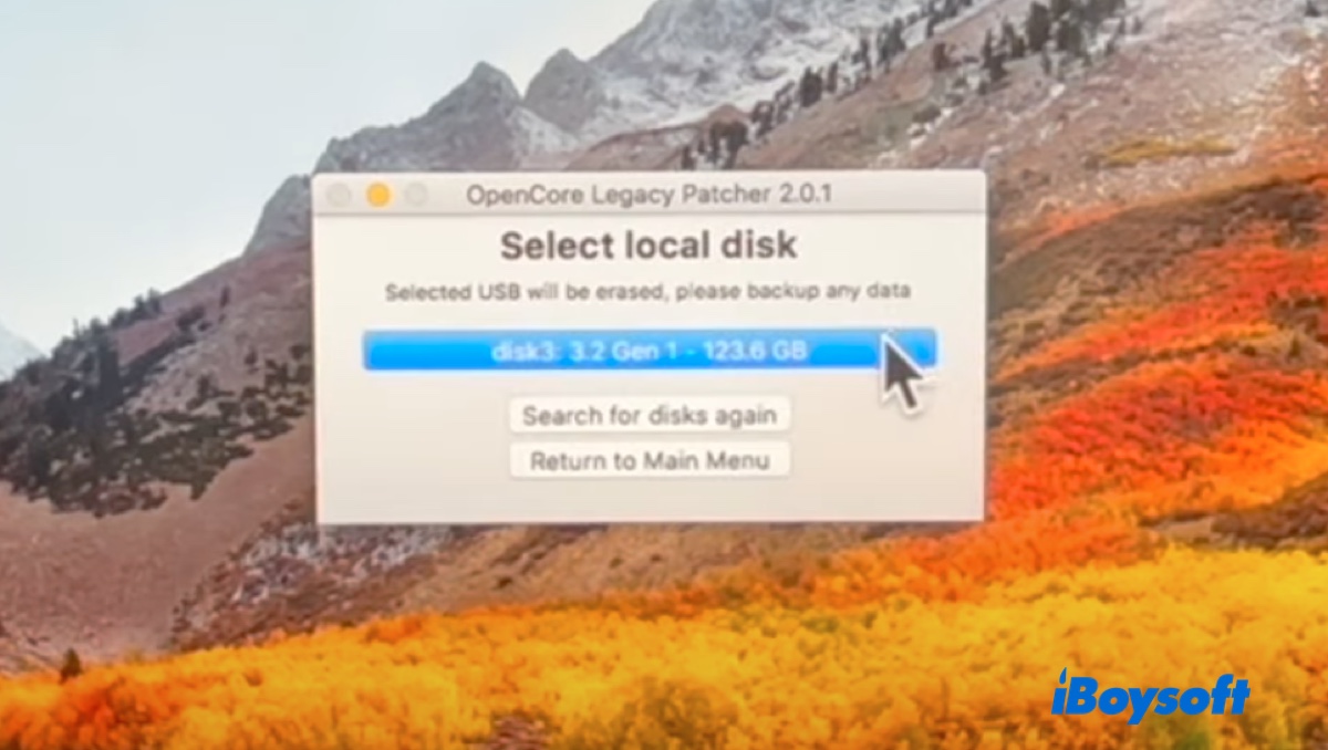Select the USB drive