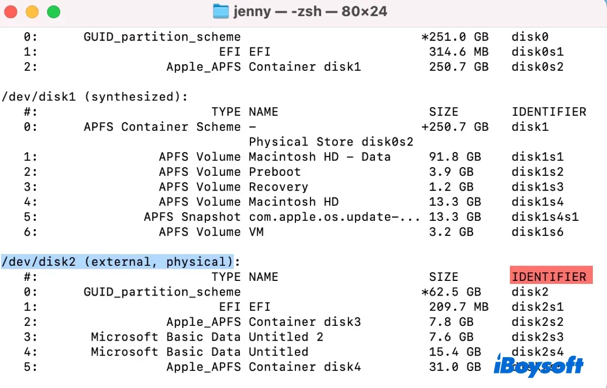 Check the disk identifier of the WD My Passport for Mac drive