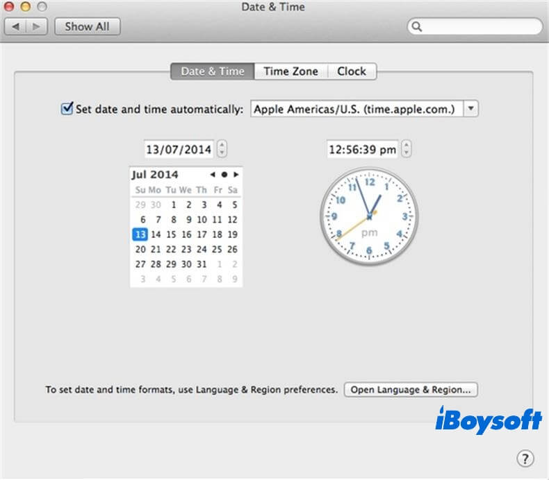 reset time zone on your Mac
