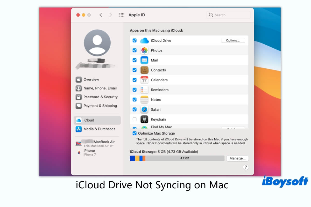 iCloud Drive-Synchronisierung funktioniert nicht auf dem Mac