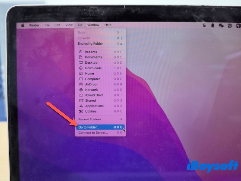 Ordnerauswahl im Finder