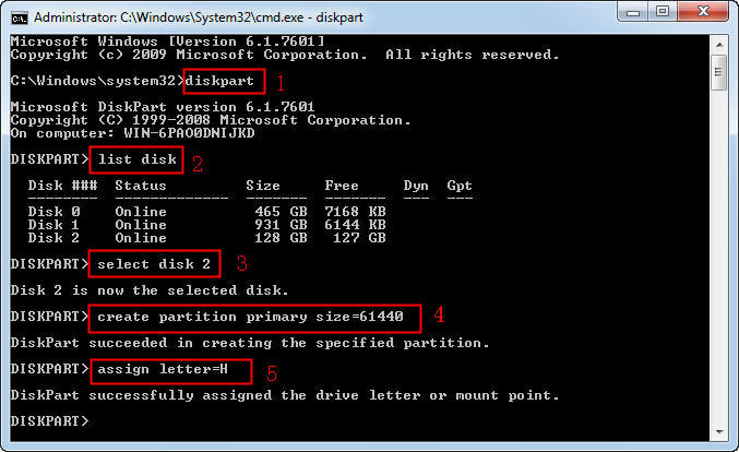 partition external hard drive with Diskpart2