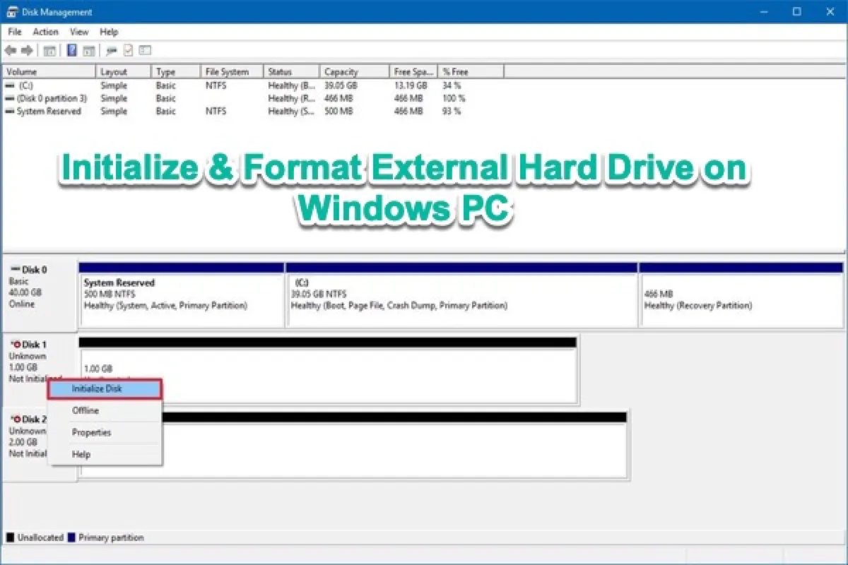 How Initialize and Format External Hard Drive on Windows PC