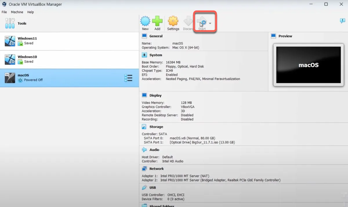 So starten Sie die macOS-Virtualmaschine