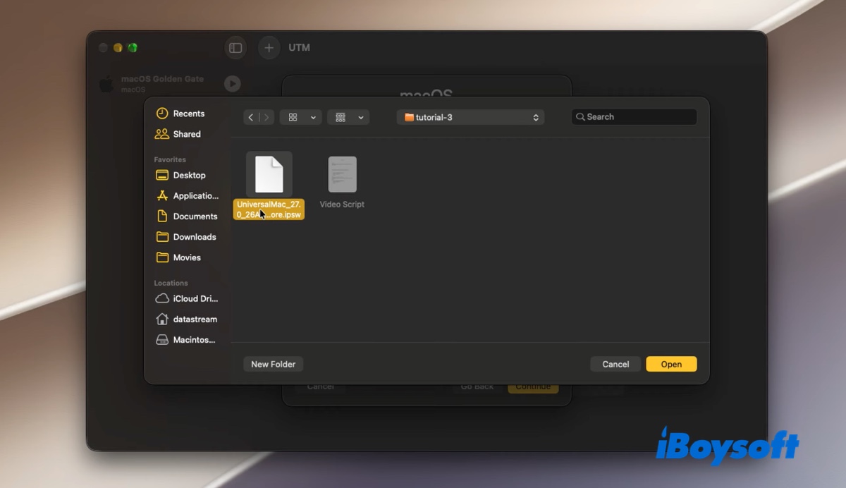 add the macOS Golden Gate IPSW file