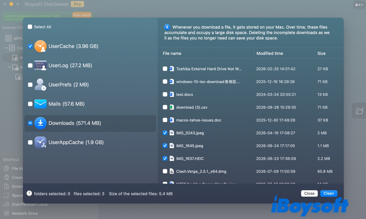 Clear junk files on a Mac