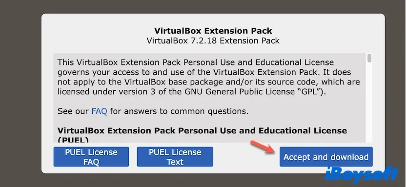 download VirtualBox extension pack