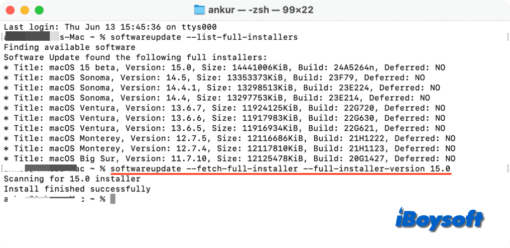 Sequoia-Installationsprogramm herunterladen Terminal