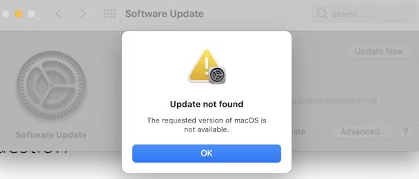 The requested version of macOS is not available