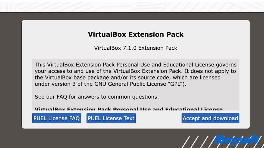 download VirtualBox extension pack