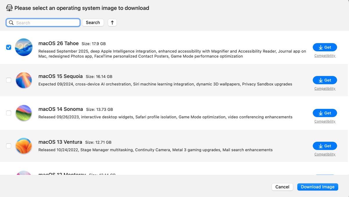 Download macOS Tahoe installer