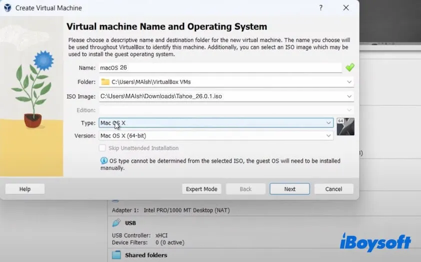 Wählen Sie die Tahoe ISO-Datei aus und füllen Sie weitere Informationen aus