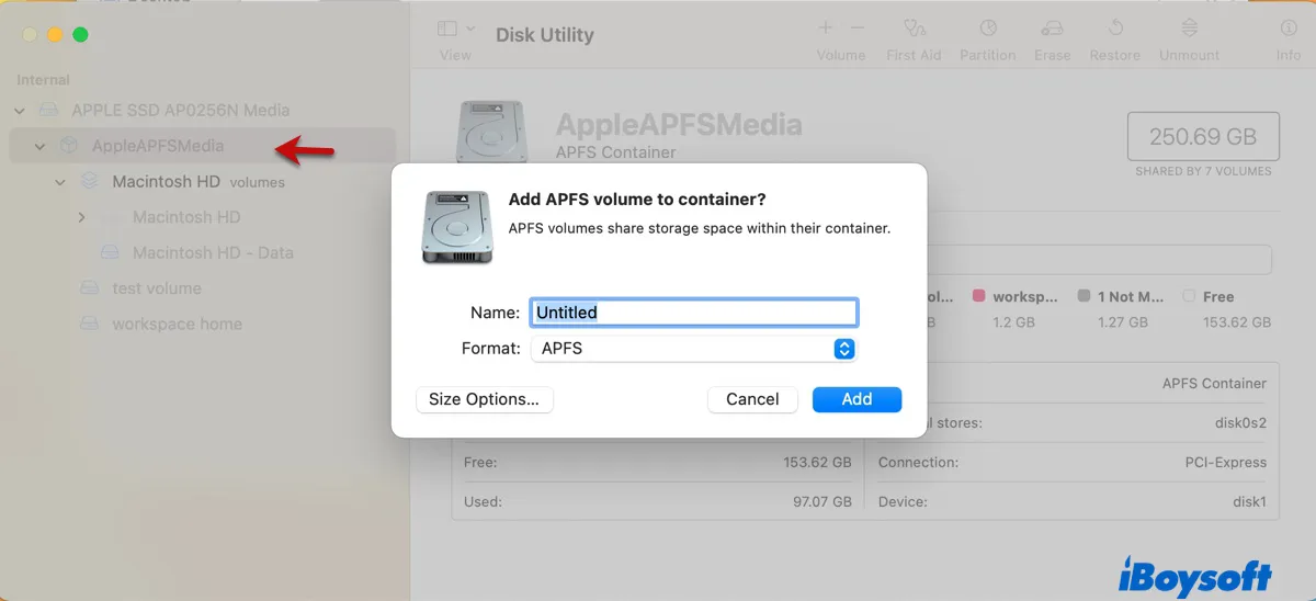 Create a separate APFS volume for macOS Ventura
