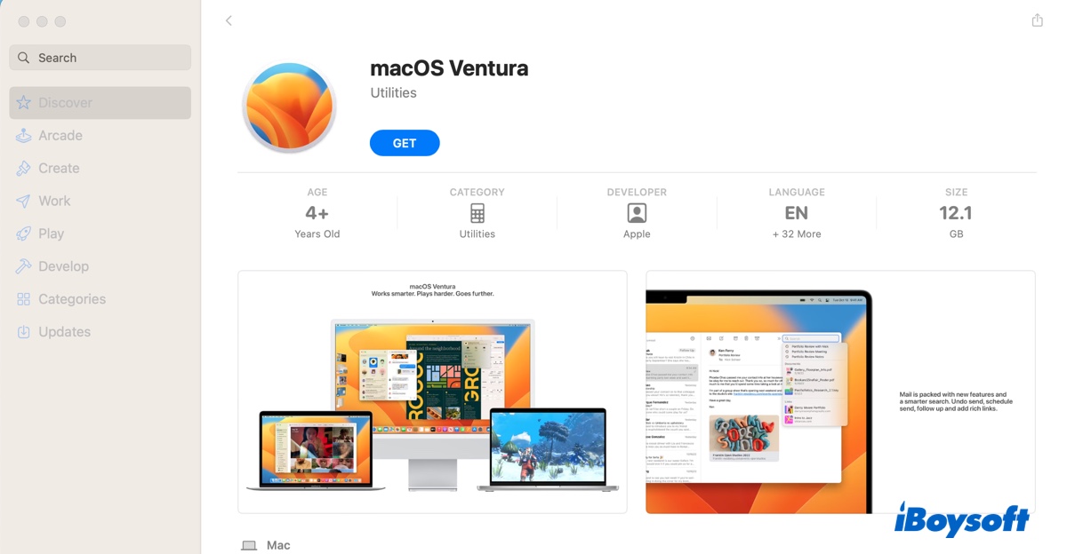 Get macOS Ventura from App Store