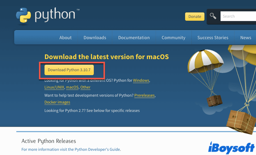 install Python through the official installer