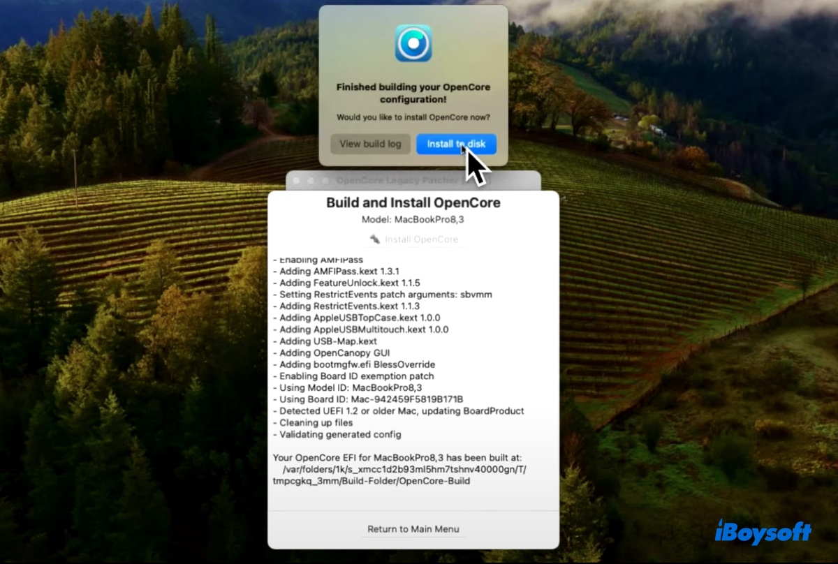 Installieren Sie OCLP auf der internen Festplatte Ihres Mac