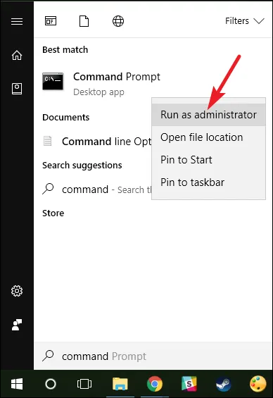 Run Command Prompt as admin