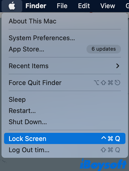 lock Mac screen in Apple menu