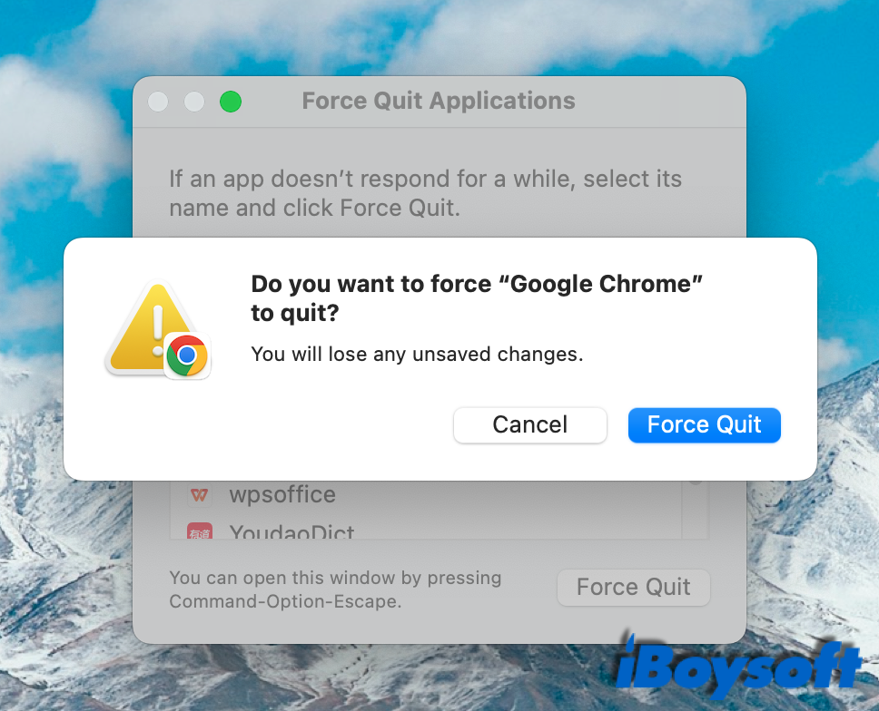 force quit app with Apple Menu