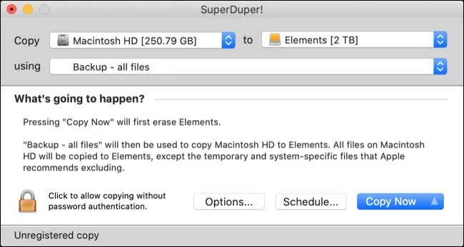 Software de clonación de Mac SuperDuper