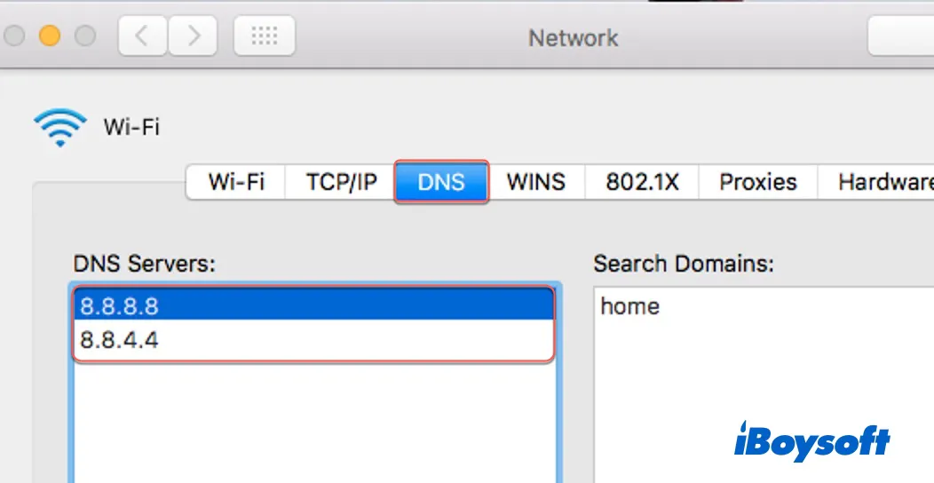 add a free Google DNS provider on Mac 