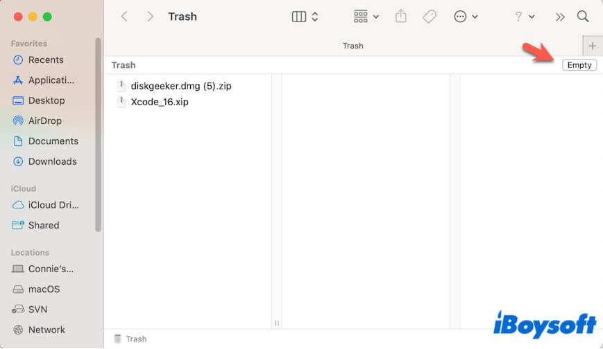 empty Trash on Mac