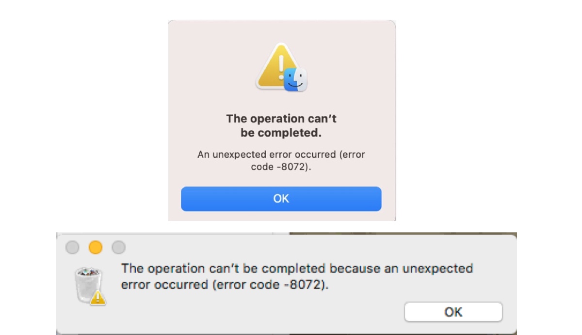 The macOS error code 8072 full message