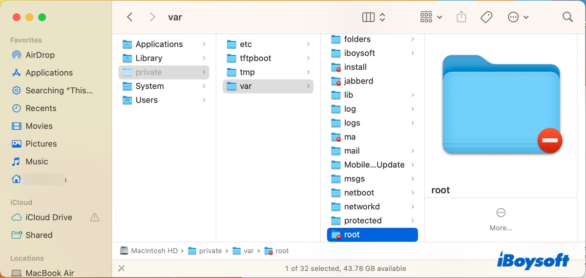 Root user folder on Mac