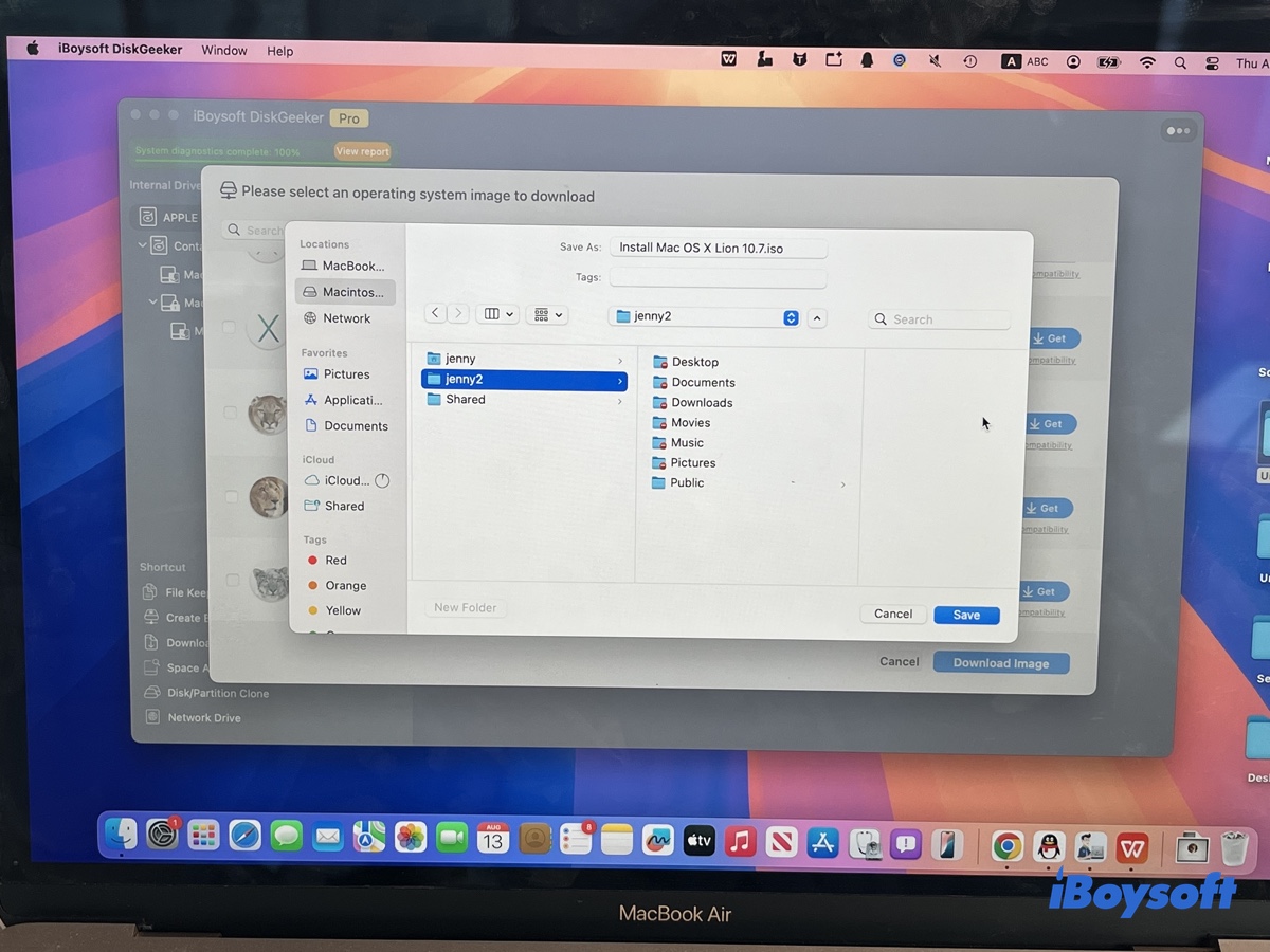Decide where to save the ISO file