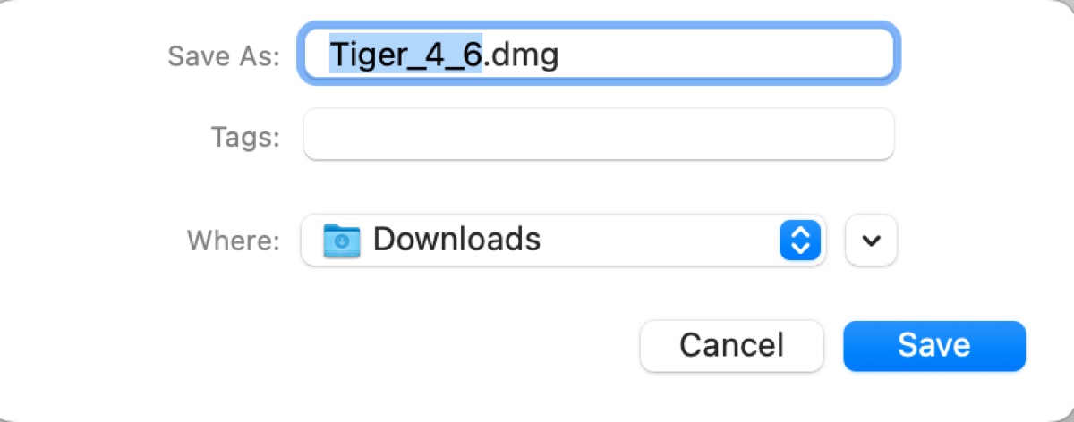 Mac OS X 10.4 Tiger DMGダウンロード