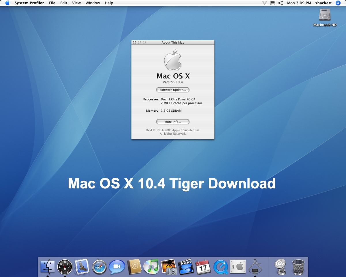 Mac OS X 10.4 Tigerのダウンロード