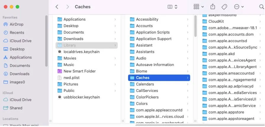 delete caches on Mac