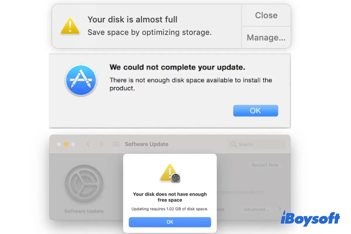 Mac says not enough disk space but there is