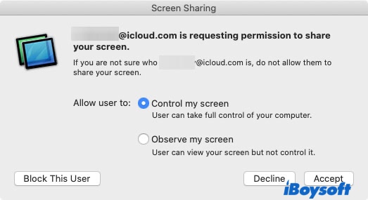 Allow another Mac to control your Mac