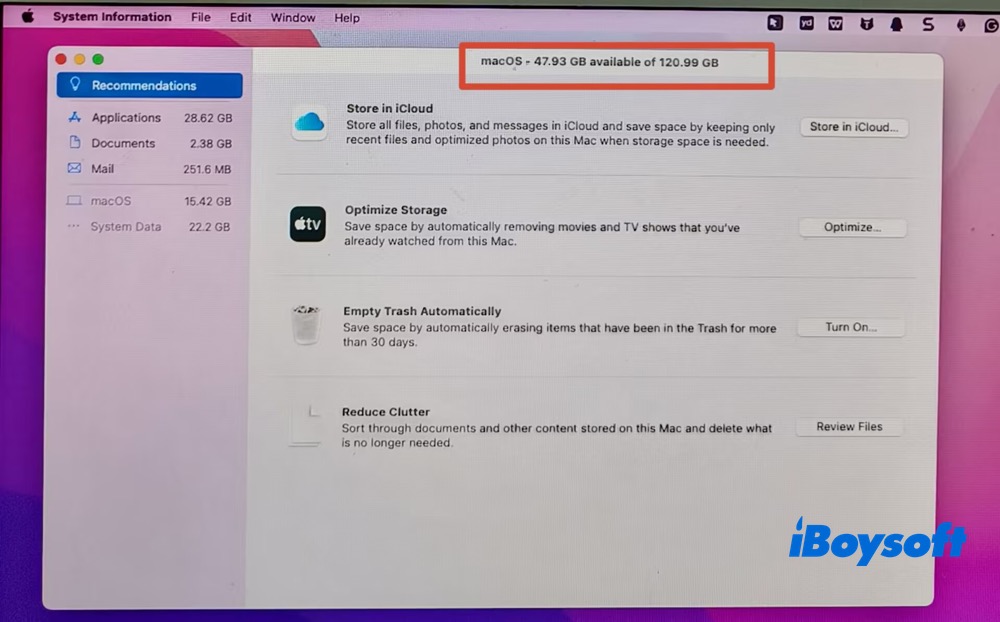 47.93GB available space