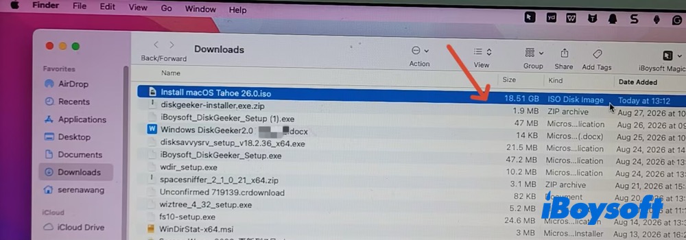 ISO disk image file size
