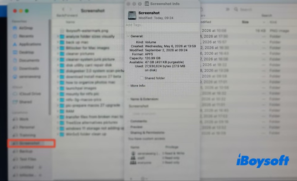Screenshot folder size