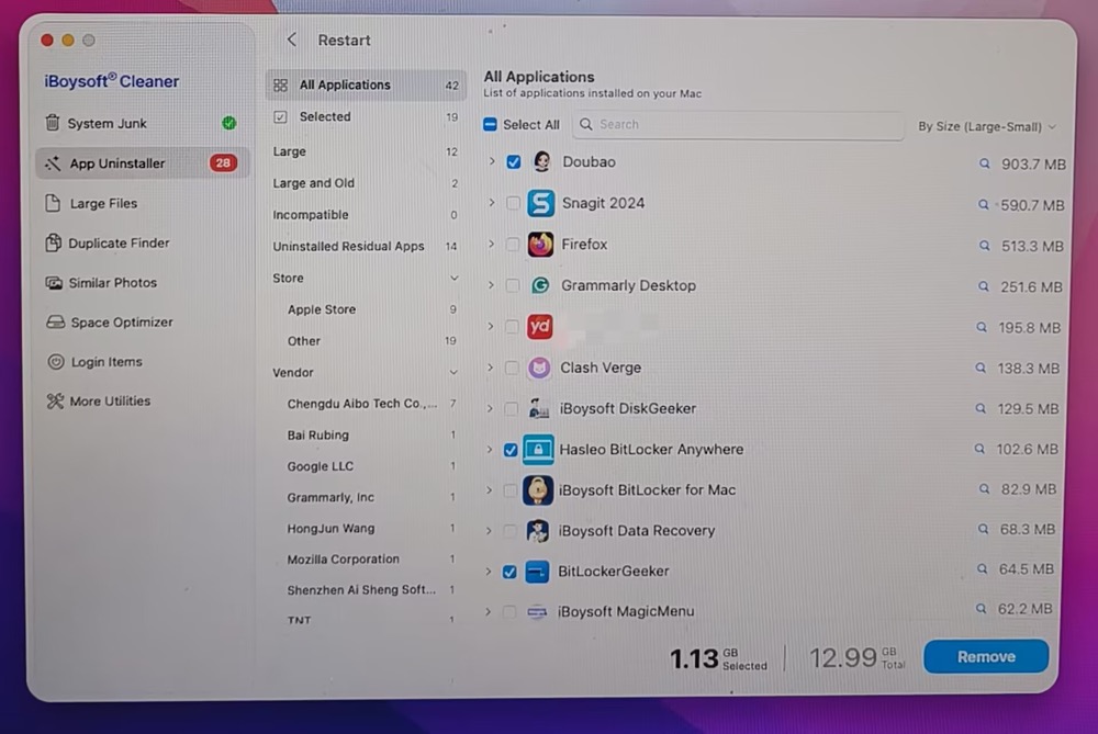 Select applications