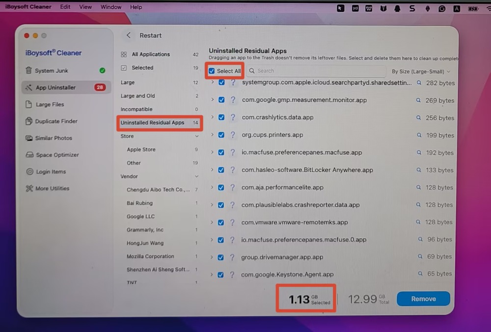 Uninstall residual apps