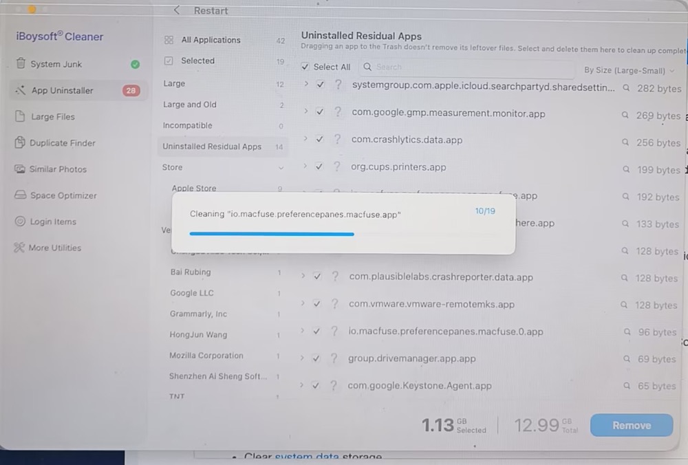 uninstalling apps