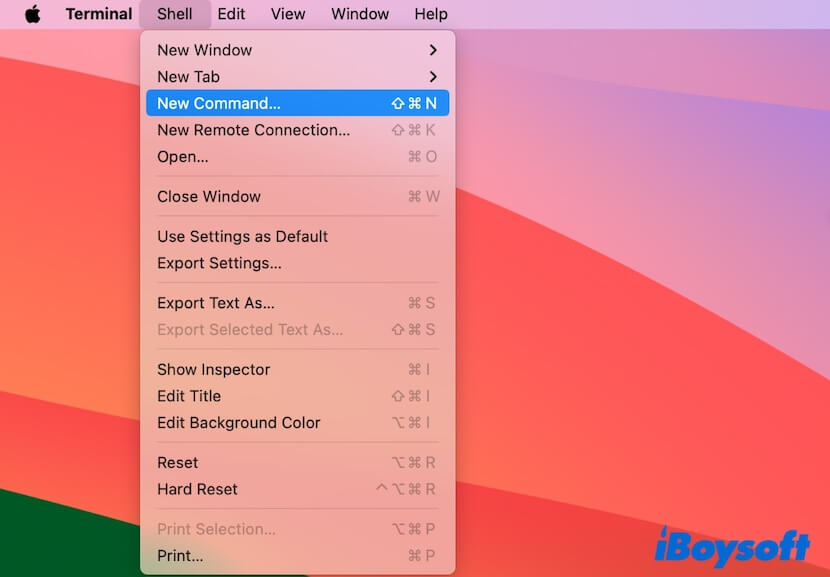 create new command from Terminal menu bar