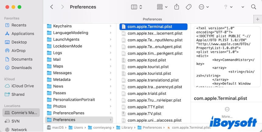 delete Terminal plist file