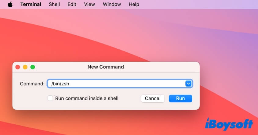 enter command to open new shell in Mac Terminal