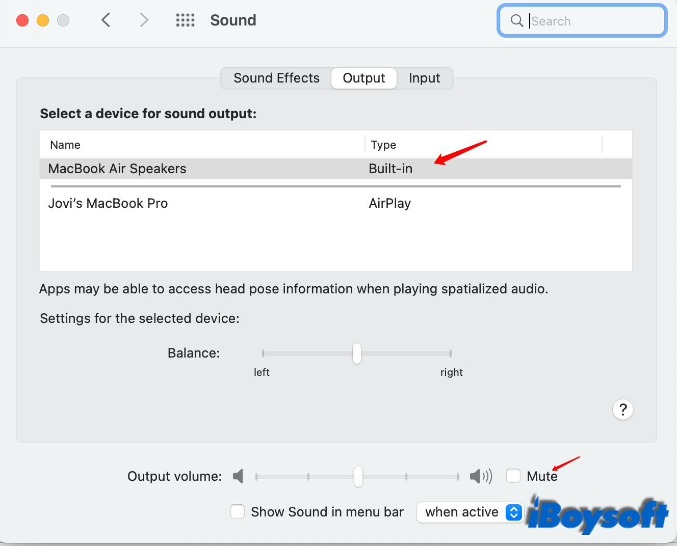 check sound settings on Mac