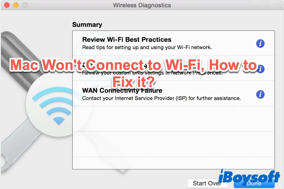 Mac fails to connect to wifi