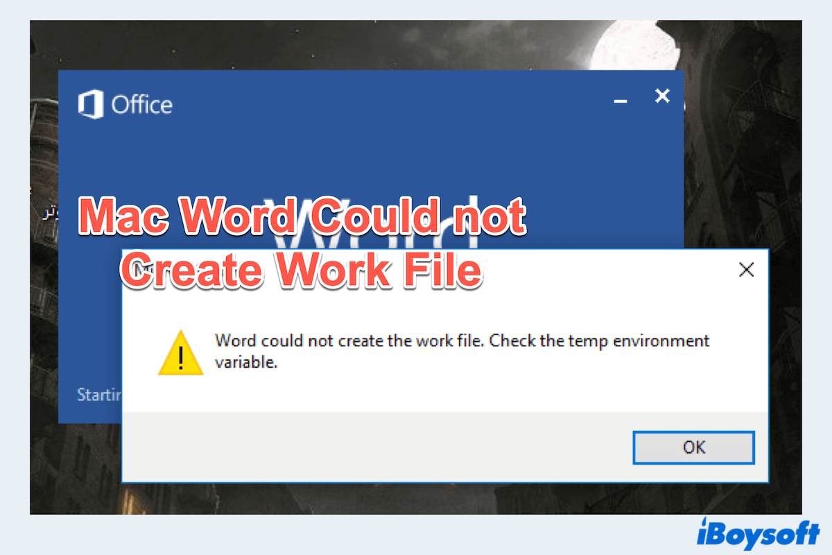 Wie man das Mac Word-Problem behebt, Arbeitsdatei konnte nicht erstellt werden