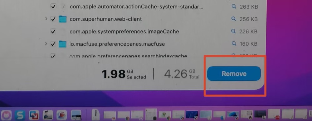 Click Remove button to delete junk